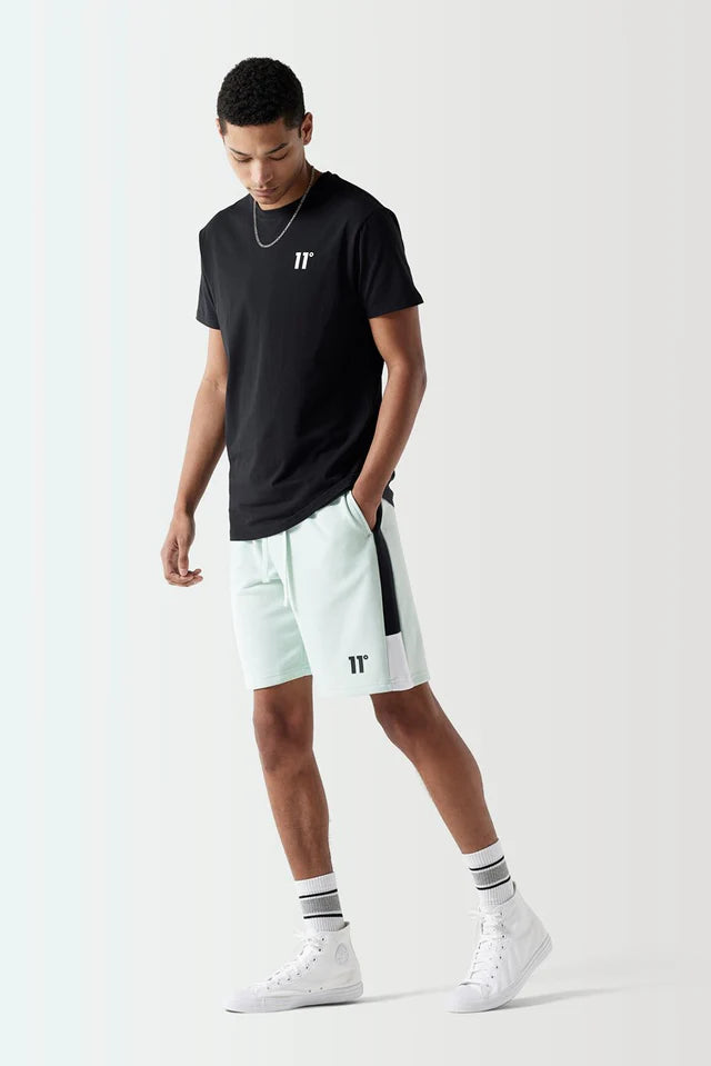 ELEVEN DEGREES SHORT TRIPLE PANEL SWEAT SHORTS - GLACIER GREEN / BLACK / WHITE 11D3705-495.
