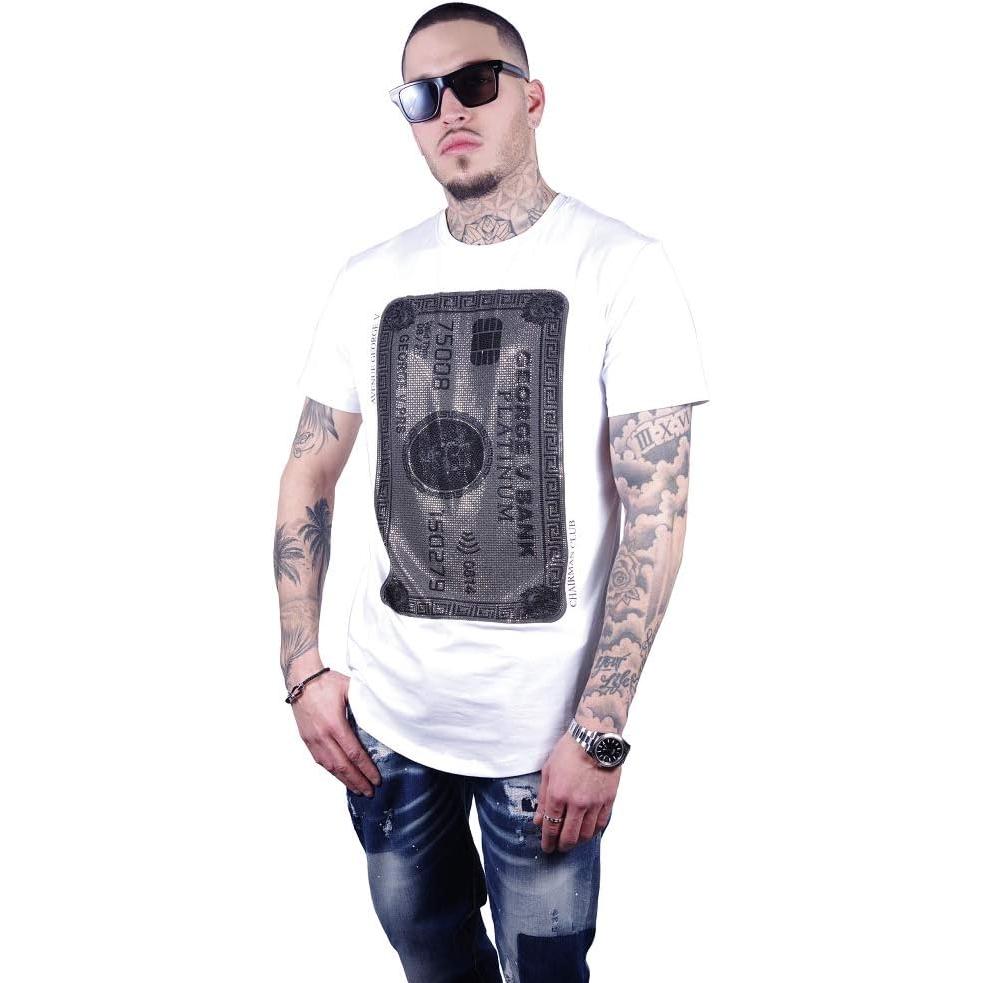GEORGE-V .Camiseta  Cuello Redondo Targeta Credito Blanco White GV-2001.