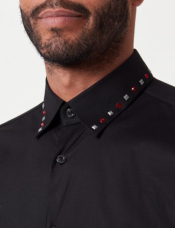 HUGO BOSS  Camisa Hombre, Manga Larga Color Negro,  50508672-001.