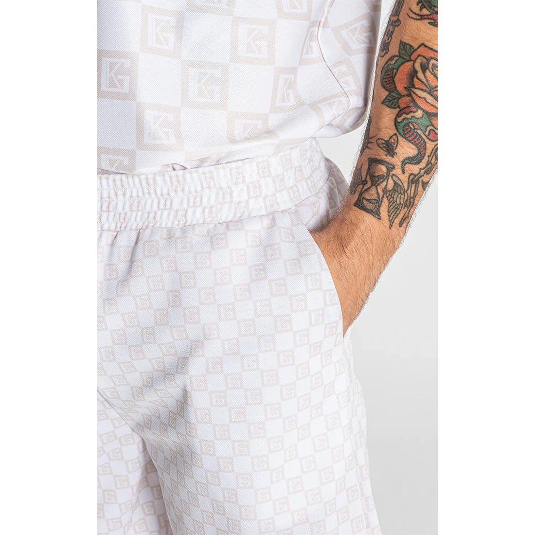 GIANNI KAVANAGH PANTALONES CORTOS BEIGE CHECKERS GKM006581 Hombre.
