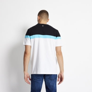 Eleven Degrees 11º .TRIPLE PANEL T-SHIRT - WHITE / BLACK / CAPRI BLUE 11D3704-1112.