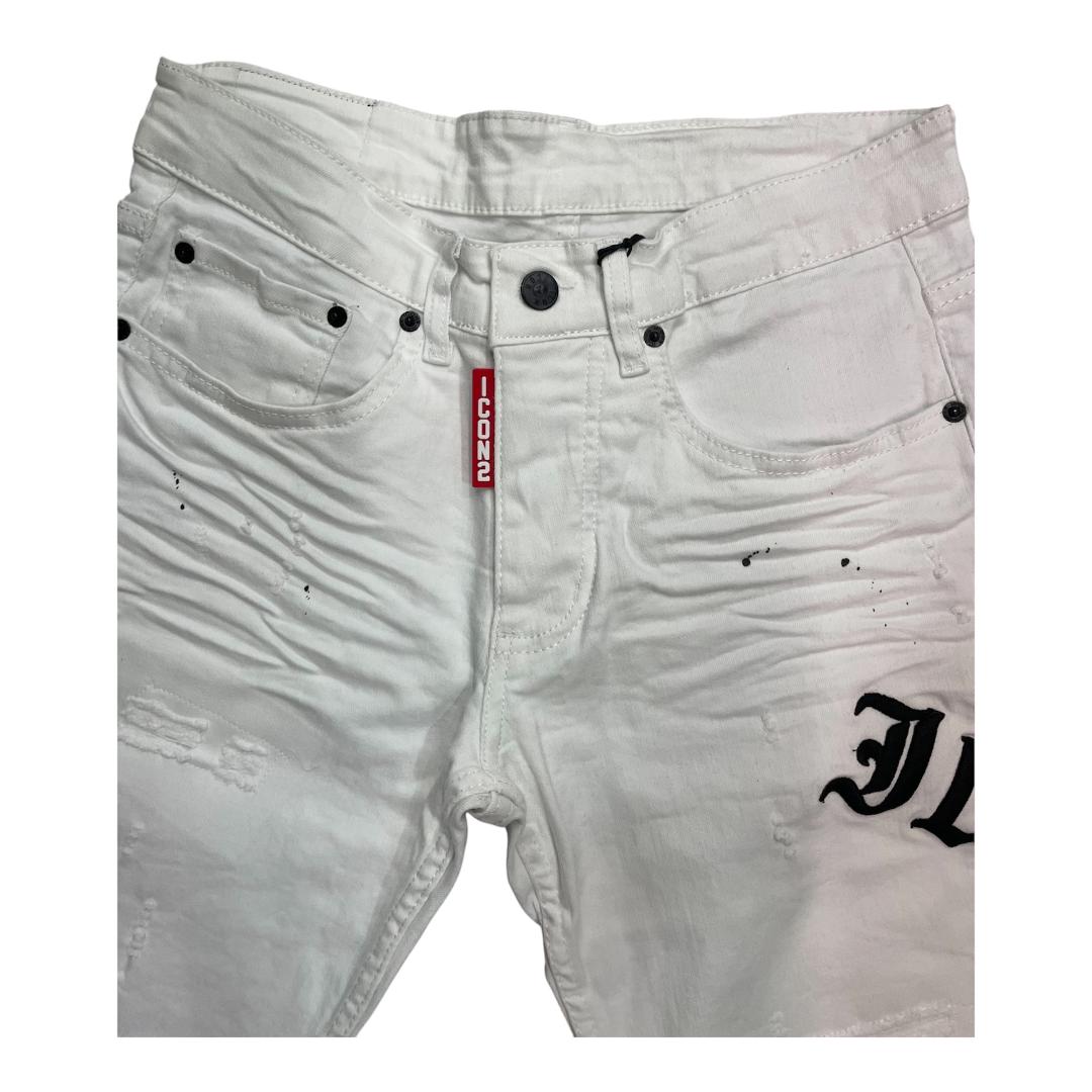 ICON2 Pantalon Corto de hombre de algodón elástico, colección Primavera/Verano (6303) Blanco