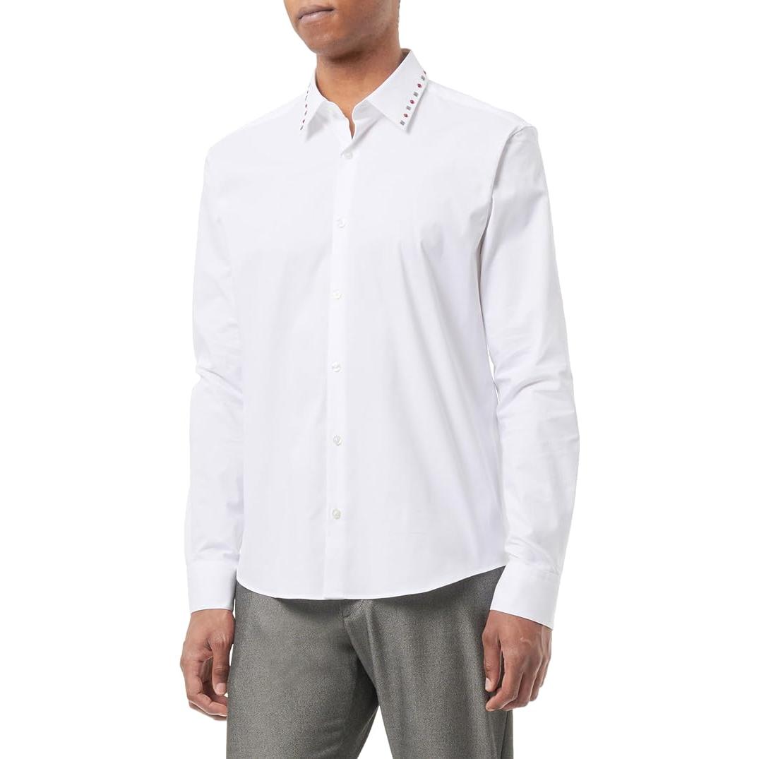 HUGO BOSS  Camisa Hombre, Manga Larga Color Blanco,  50508672-199.