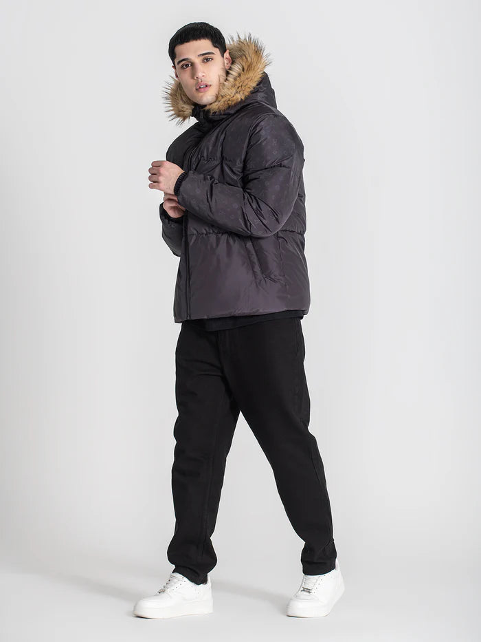 GIANNI KAVANAGH ,Cazadora Plumífero Negra Logomania GKM006985 Black.