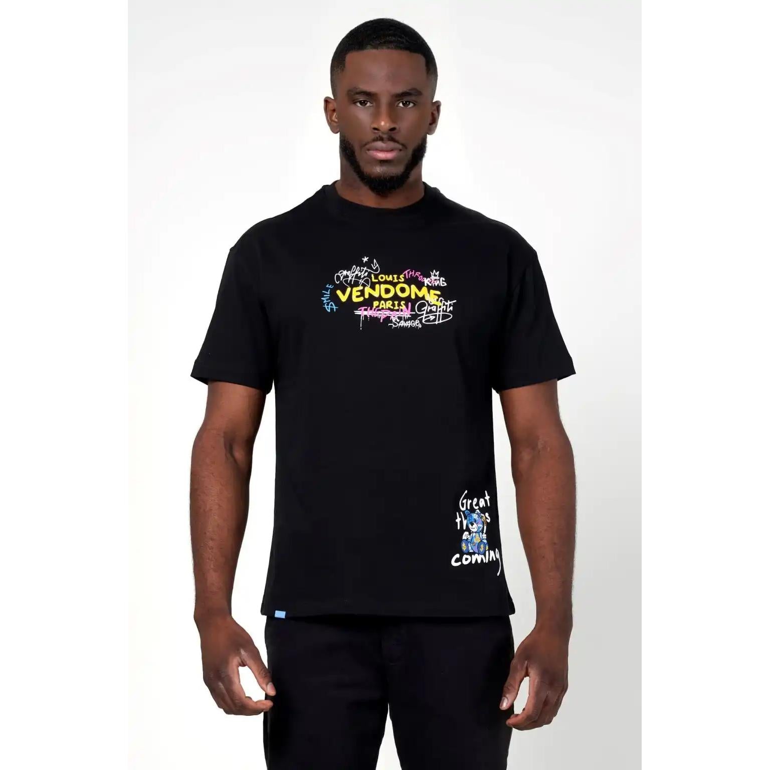 Louis Vendome  CAMISETA OSO DE GRAFFIT LV-73 BLACK.
