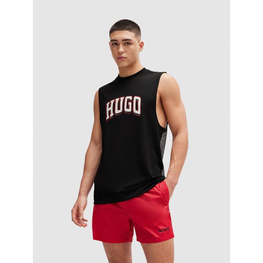 HUGO BOSS CAMISETA SIN MANGAS CON ESPALDA DE MALLA Y LOGO ESTAMPADO 50515489-001.