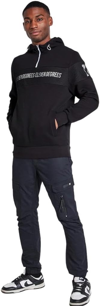 ELEVEN DEGREES Sudadera con Capucha DE Malla Y Cremallera CUARTA - 11D3337-001 Negro.