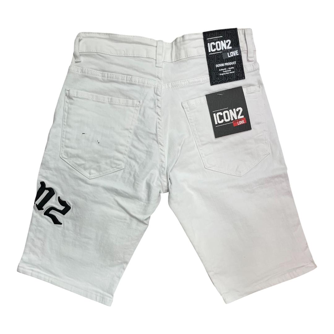 ICON2 Pantalon Corto de hombre de algodón elástico, colección Primavera/Verano (6303) Blanco