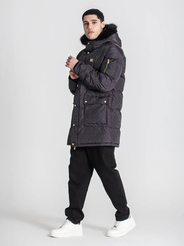 GIANNI KAVANAGH Abrigo Negro Logomania  Impermeable GKM006989.