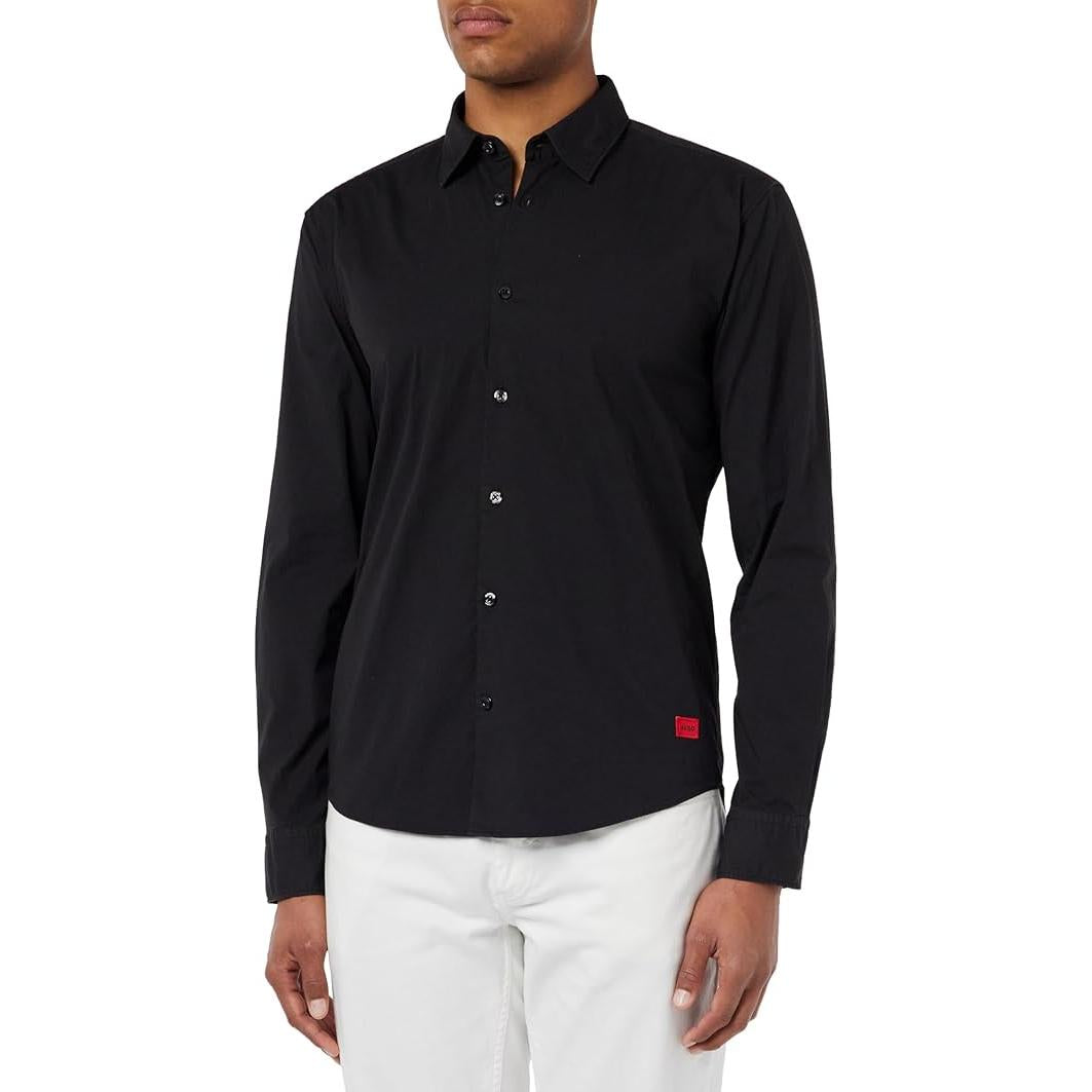 HUGO BOSS  Camisa Hombre, Manga Larga Color Negro, 50500216-001.