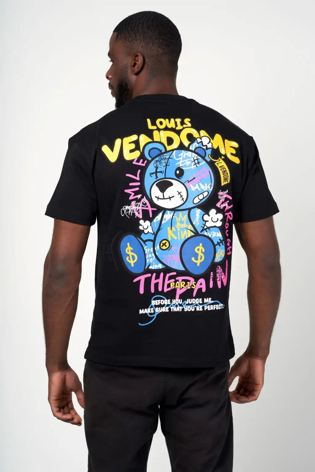 Louis Vendome  CAMISETA OSO DE GRAFFIT LV-73 BLACK.