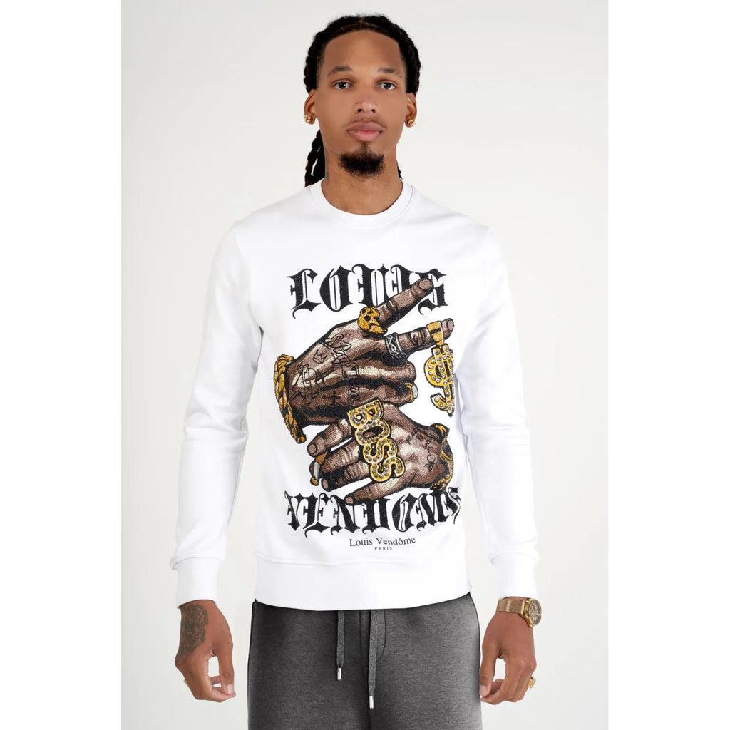 LOUIS VENDOME Sudadera Sin Capucha LV-46 White/Gold.