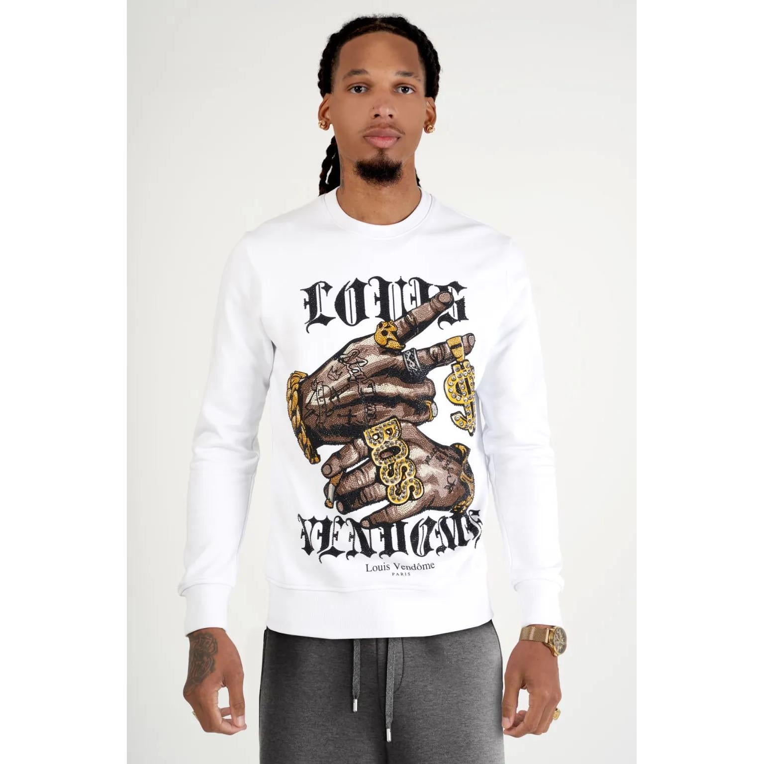 LOUIS VENDOME Sudadera Sin Capucha LV-46 White/Gold.