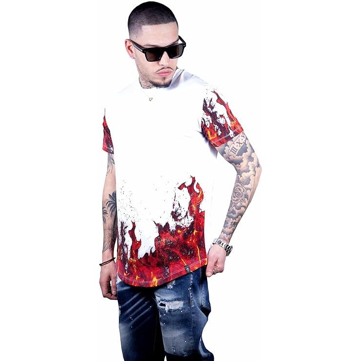 GEORGE-V CAMISETA CUELLO REDONDO FLAMES - GV2030 White