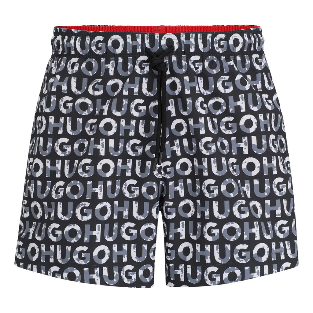 HUGO BOSS  Bañador HUGO Monogram Logo negro blanco 50474322-002.