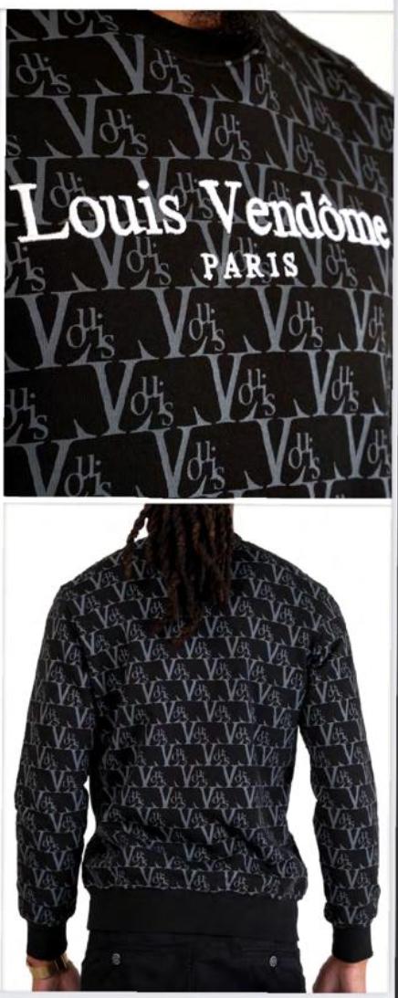 LOUIS VENDOME Sudadera Hombre Sin Capucha LV-39 Black.