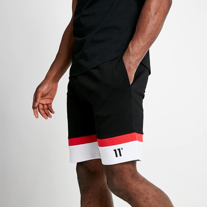 ELEVEN DEGREES SHORT TRIPLE PANEL SWEAT SHORTS - BLACK / WHITE/RED 11D3090-972.