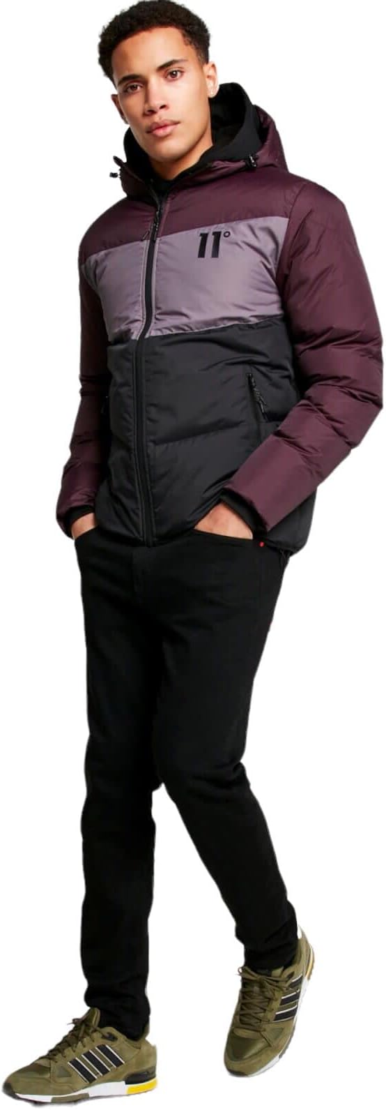 ELEVEN DEGREES Cazadora Large Panelled  - Mulled Red/Black/Shadow Grey 11D1378-917.