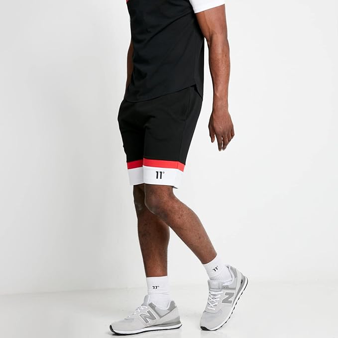 ELEVEN DEGREES SHORT TRIPLE PANEL SWEAT SHORTS - BLACK / WHITE/RED 11D3090-972.