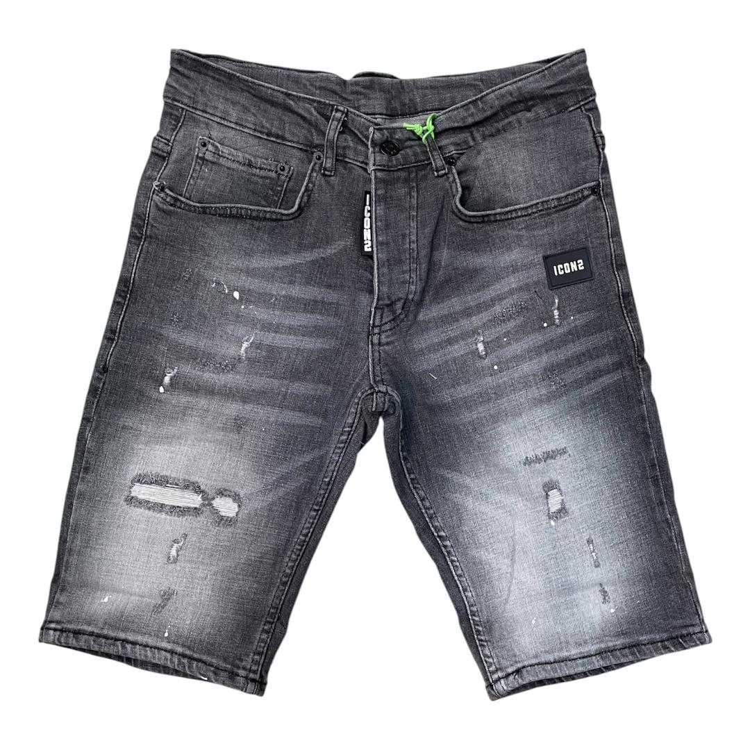 ICON2 Pantalon Corto de hombre de algodón elástico, colección Primavera/Verano (6354) Gris