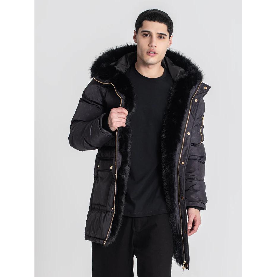 GIANNI KAVANAGH Abrigo Negro Logomania  Impermeable GKM006989.