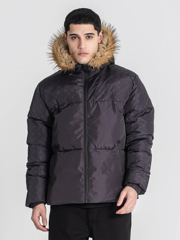 GIANNI KAVANAGH ,Cazadora Plumífero Negra Logomania GKM006985 Black.