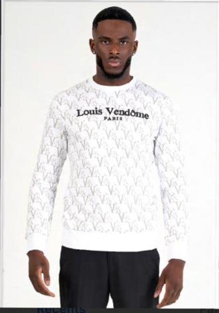 LOUIS VENDOME Sudadera Hombre Sin Capucha LV-39 White.