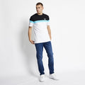 Eleven Degrees 11º .TRIPLE PANEL T-SHIRT - WHITE / BLACK / CAPRI BLUE 11D3704-1112.