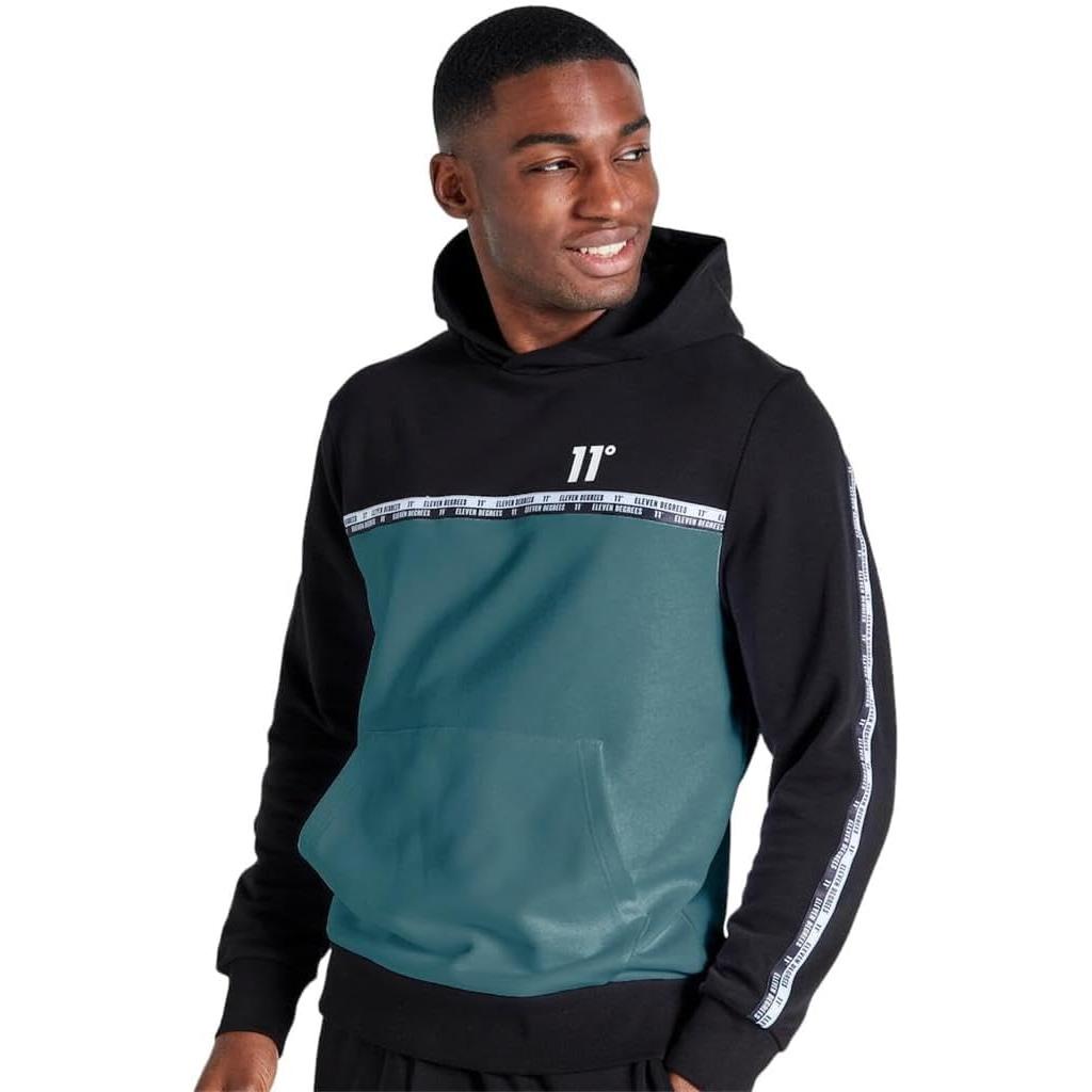 ELEVEN DEGREES SUDADERA CON CAPUCHA  NEGRO / VERDE LAVADO 11D3312-1063.