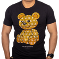 Camiseta Louis Vendome Oso Street con Pedreria LV-71-2 BLACK/GOLD.
