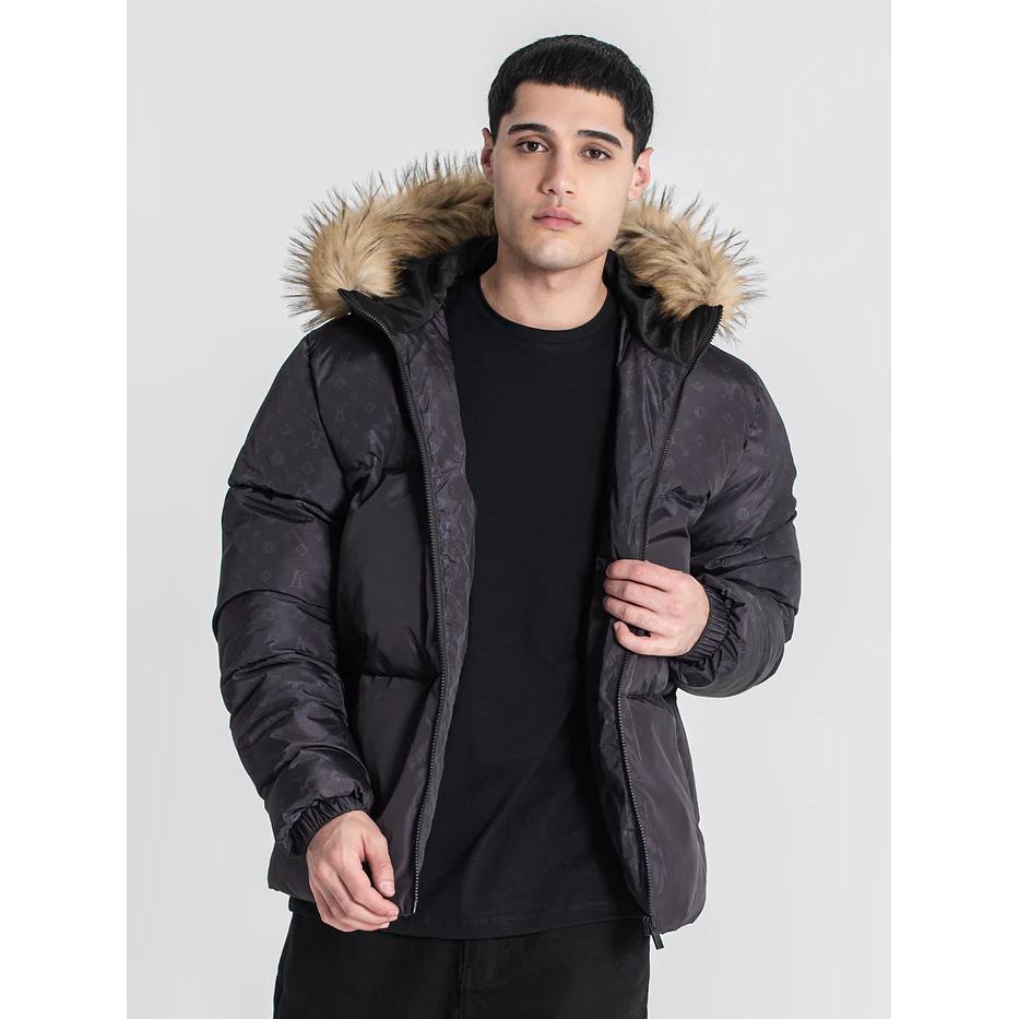 GIANNI KAVANAGH ,Cazadora Plumífero Negra Logomania GKM006985 Black.