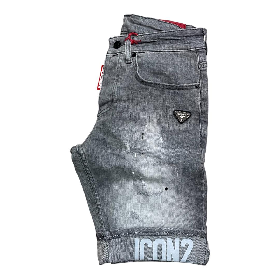 ICON2 Pantalon Corto de hombre de algodón elástico, colección Primavera/Verano (3457) Gris.