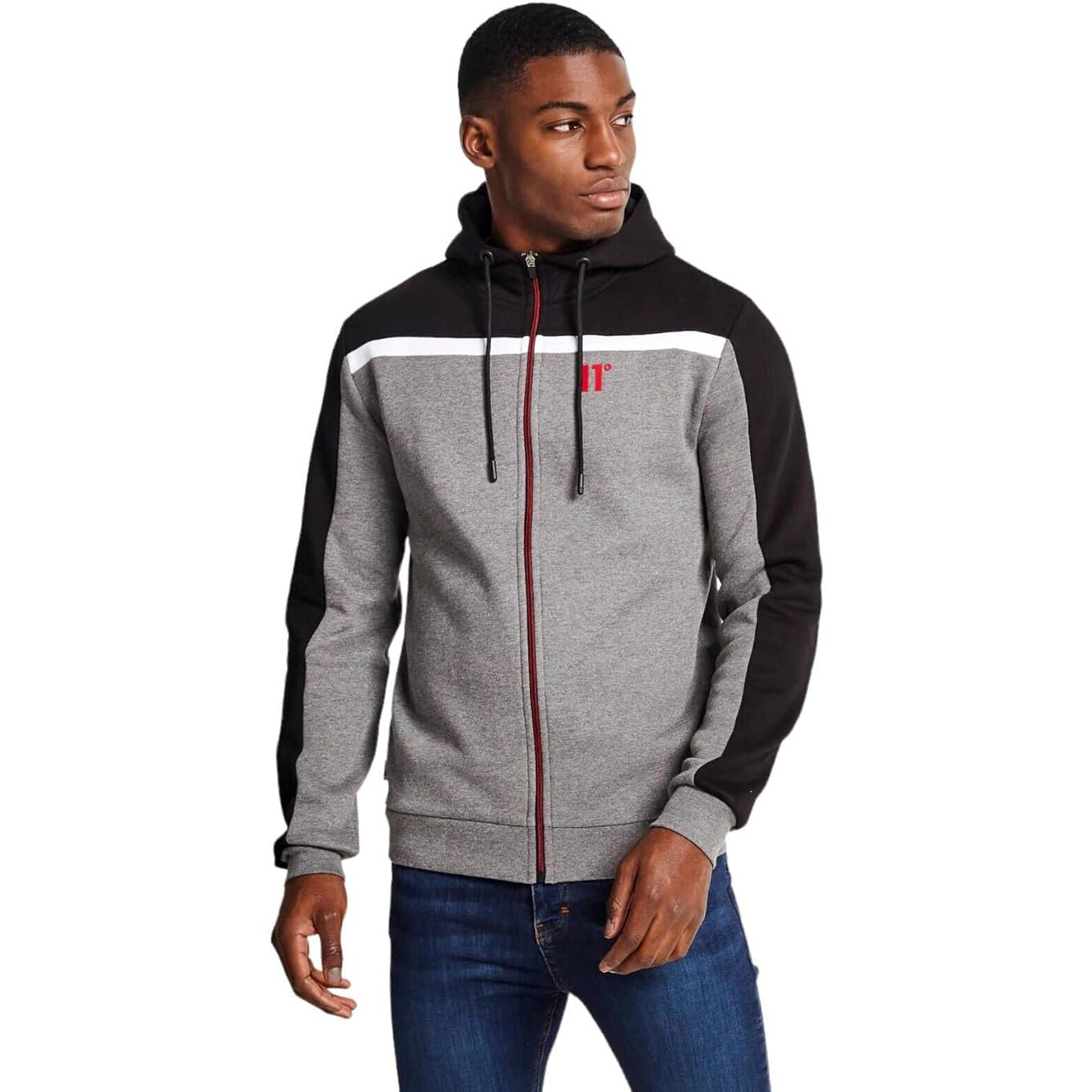 Eleven Degrees Top Deportivo con Capucha Y Cremallera DE Tejido Mixto - Negro / Gris 11D1332-900