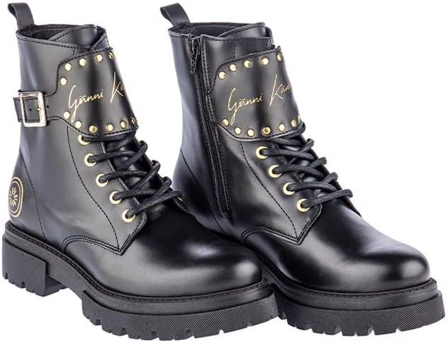 Gianni Kavanagh Black Gk Gladiator Boots, Botas Cortas al Tobillo Mujer