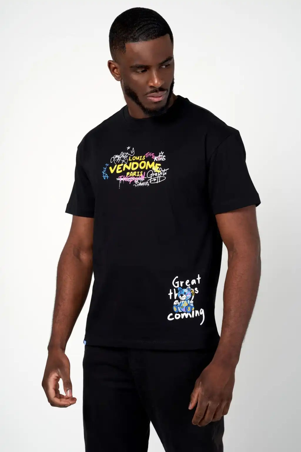Louis Vendome  CAMISETA OSO DE GRAFFIT LV-73 BLACK.