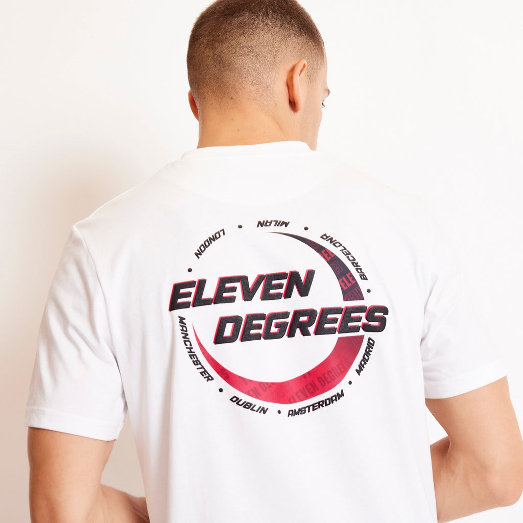 Eleven Degrees 11º City Circle Graphic T-Shirt - White / Kingfisher 11D3711-1165.