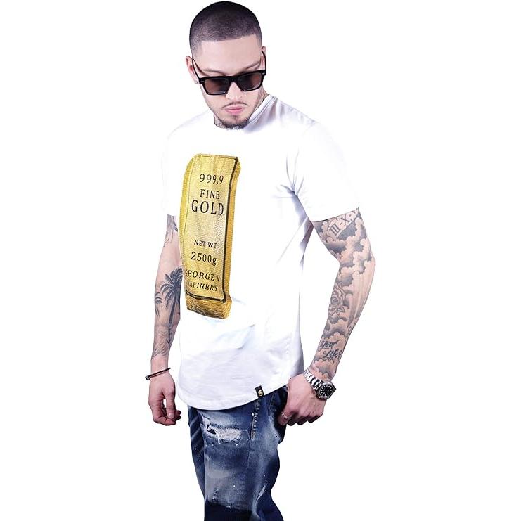 GEORGE-V .Camiseta Parche Lingote de Oro Blanco GV-2004 White