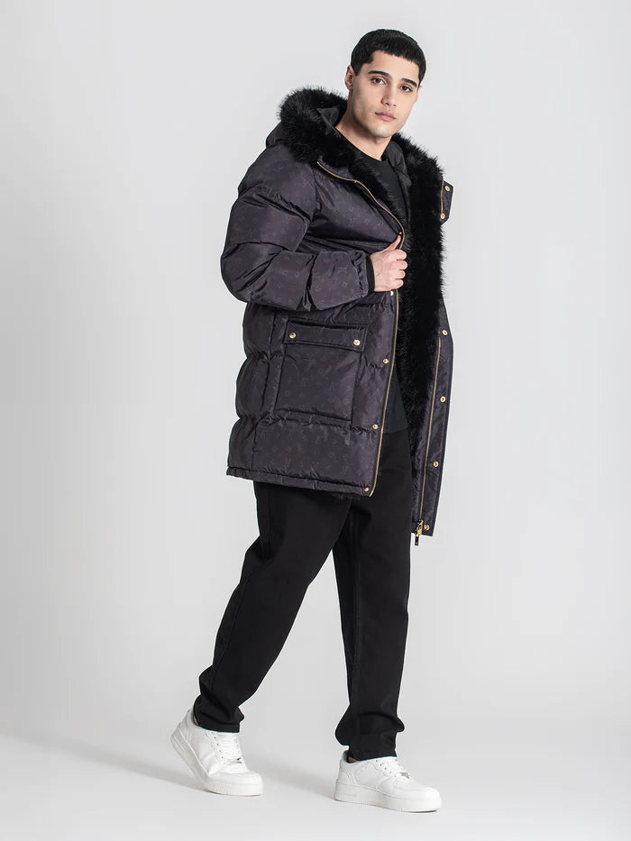 GIANNI KAVANAGH Abrigo Negro Logomania  Impermeable GKM006989.