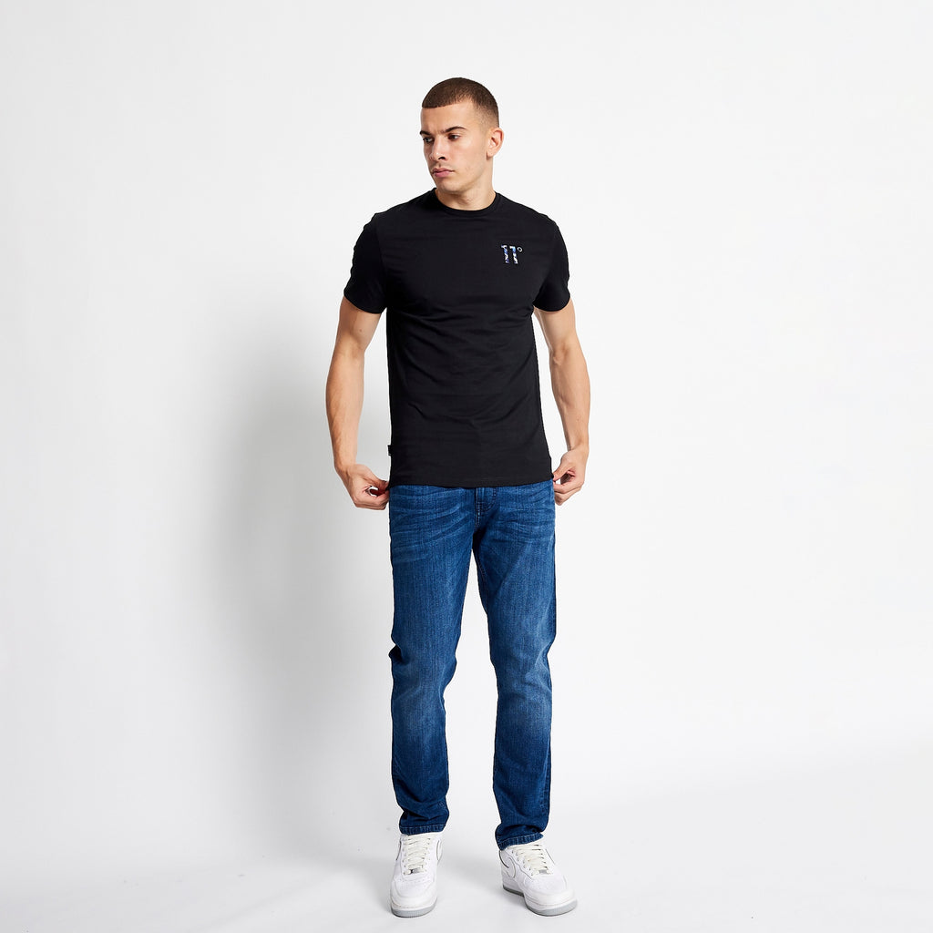 Eleven Degrees 11º Camiseta Estampada Con Logo En Los Puños - Negro / Azteca 11D215-1158.