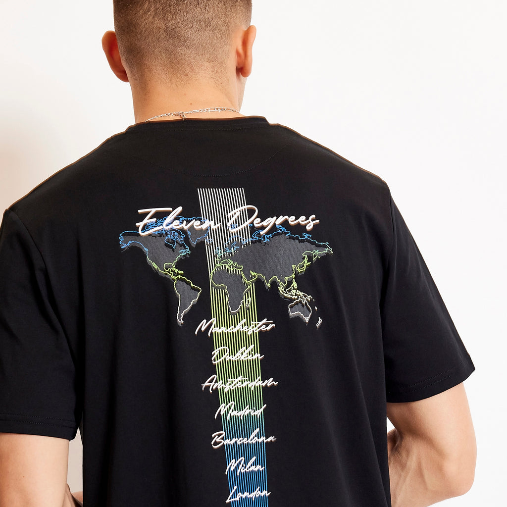 Eleven Degrees 11º City Map Graphic T-Shirt - Black 11D3736-001