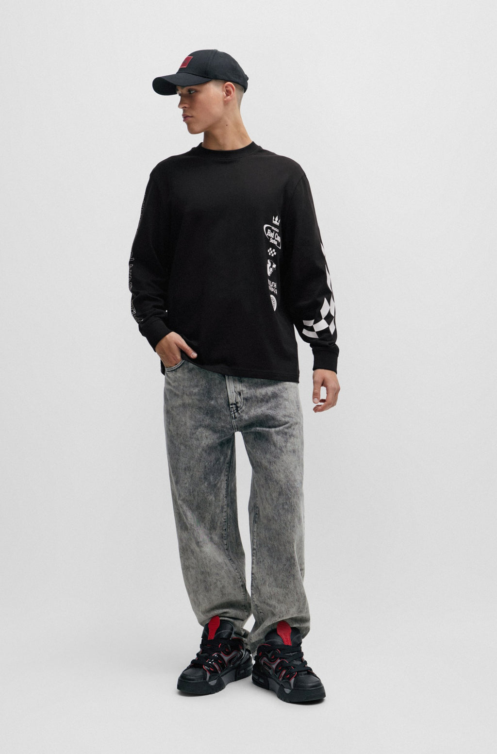 HUGO BOSS  Jersey de algodón de manga larga Dasino con estampados estilo Racing para hombre 50511045-001