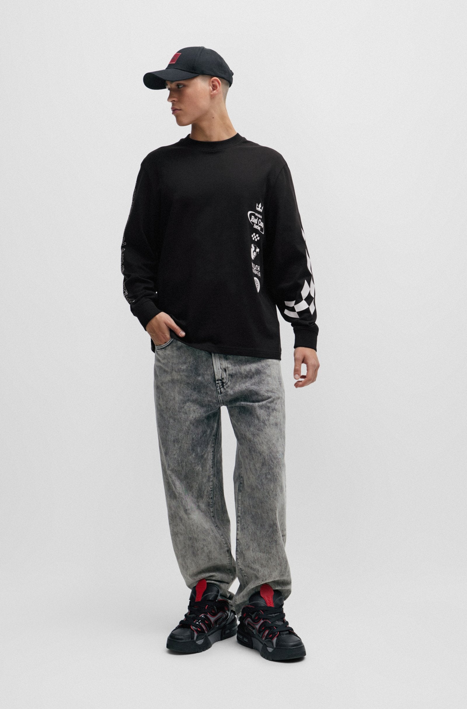 HUGO BOSS  Jersey de algodón de manga larga Dasino con estampados estilo Racing para hombre 50511045-001