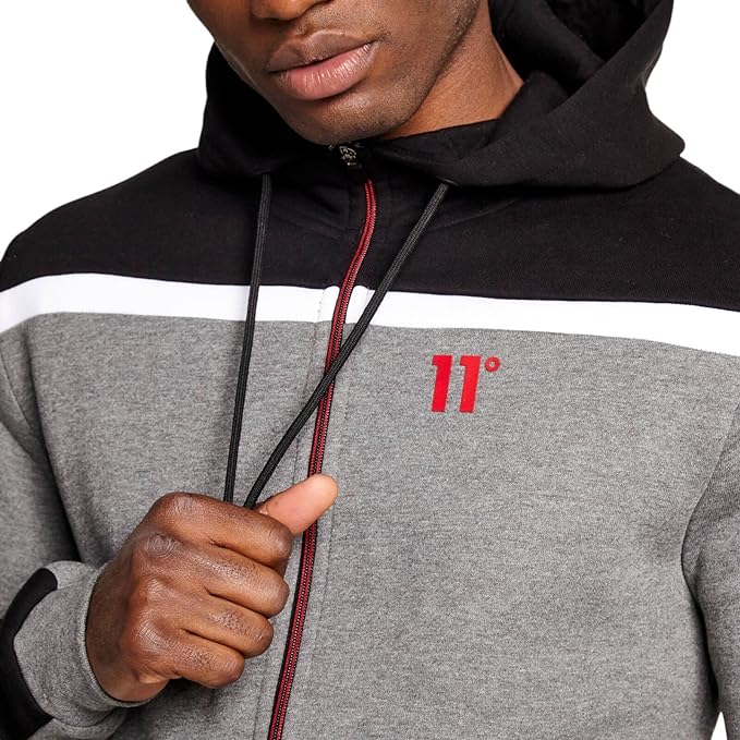 Eleven Degrees Top Deportivo con Capucha Y Cremallera DE Tejido Mixto - Negro / Gris 11D1332-900