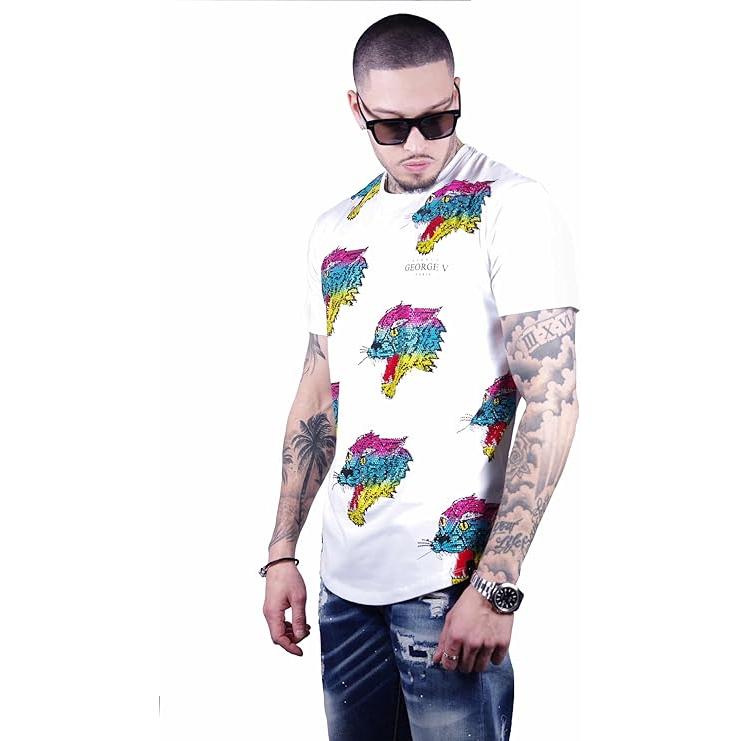 GEORGE-V .George Camiseta Cuello Redondo Estampado Cabeza DE Tigre Multicolor - GV2011.