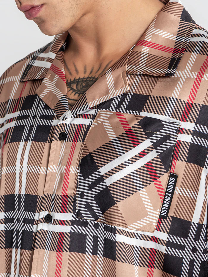 GIANNI KAVANAGH Camisa de Satén Multicolor British GKM007340.