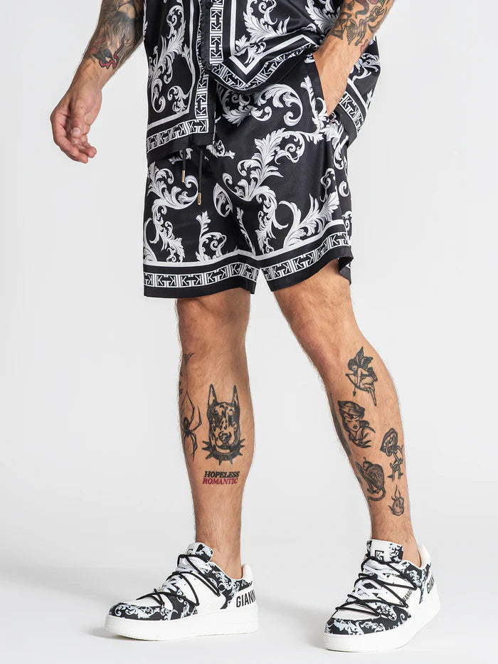 GIANNI KAVANAGH Pantalones Cortos de Satén Negros Majestic GKM007520