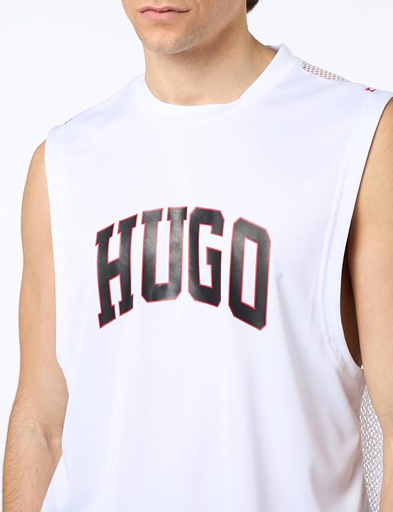 HUGO BOSS CAMISETA SIN MANGAS CON ESPALDA DE MALLA Y LOGO ESTAMPADO 50515489-100.